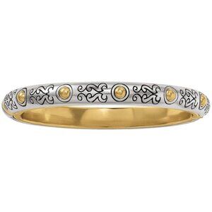 Brighton Aries Gold/Silver Plated 2 Tone Magnetic Hinged Bangle Etched Bracelet
